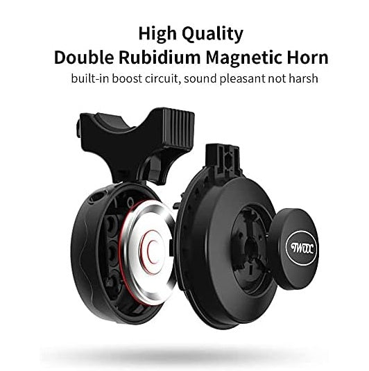 Bocina USB Recargable Bicicleta 120dB 4 Modos Impermeable Negra