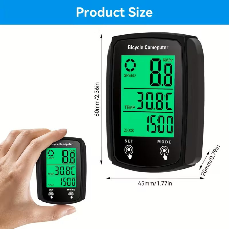 Computadora de Bicicleta LCD - Velocímetro y Odómetro Negro