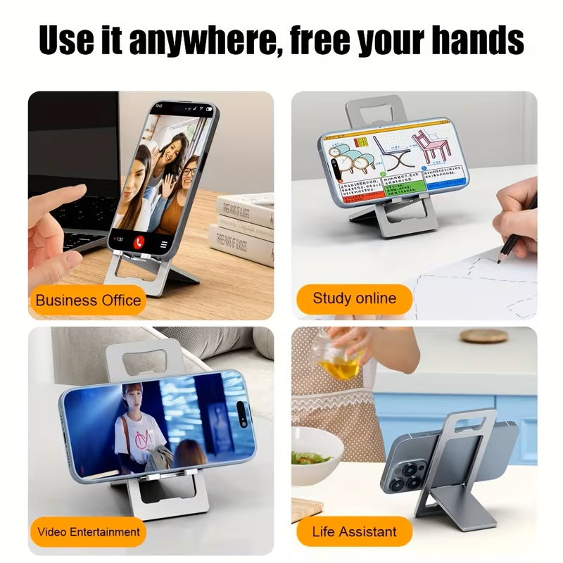 Soporte Plegable de Aluminio para Celular y Tablet con Abre Botellas