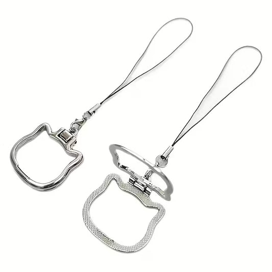 Soporte de Teléfono con Anillo Plegable Metálico - Hello Kitty Sanrio – Celular y Dispositivos Móviles - Agarre Ergonómico + Cuerda Colgante Ajustable - Portátil y Decorativo - Regalo Mujer