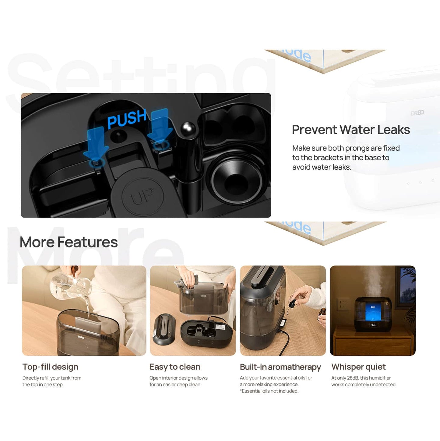 Humidificador Ultrasónico 4L Inteligente WiFi – Alexa/Google, Difusor Negro