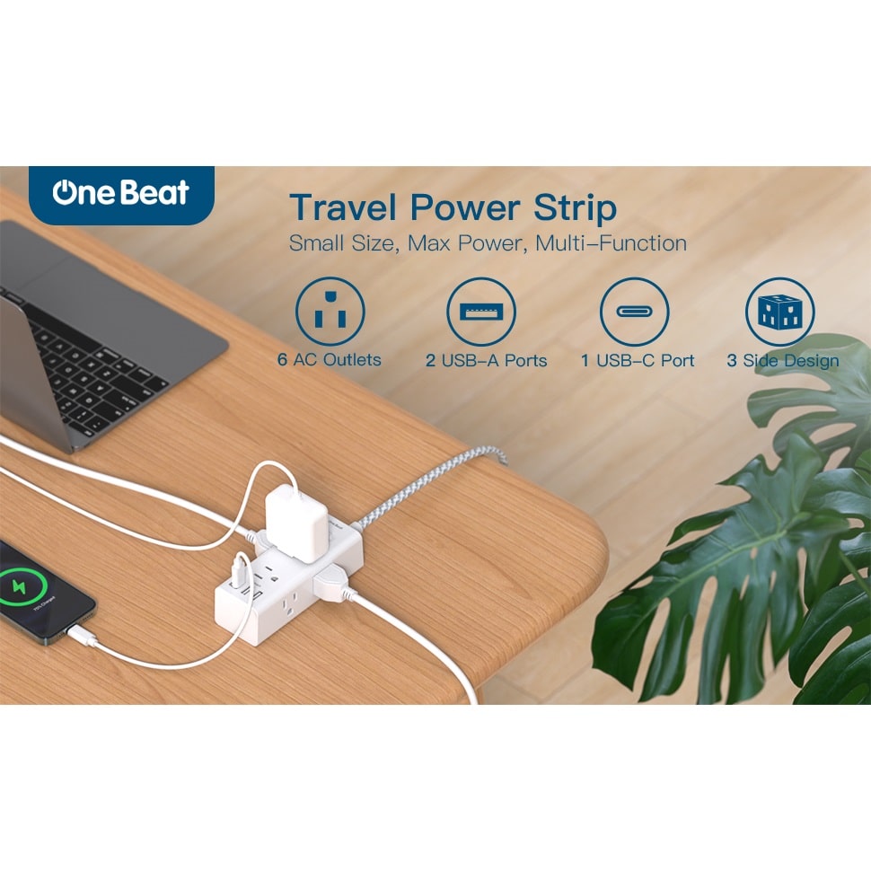 Regleta One Beat 9 en 1 con USB C y Protector de Sobretensiones
