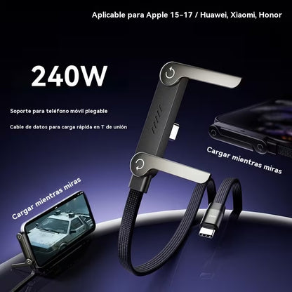 Cable USB-C 240W con Soporte Plegable para Teléfono