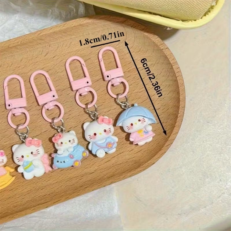 Llaveros Hello Kitty Kawaii – Set x6 Mini Colgantes para Mochilas y Llaves
