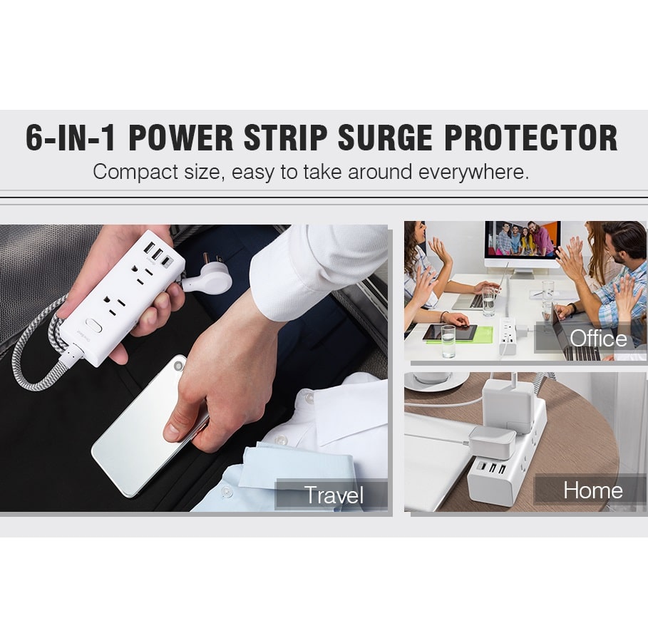 Regleta One Beat 9 en 1 con USB C y Protector de Sobretensiones