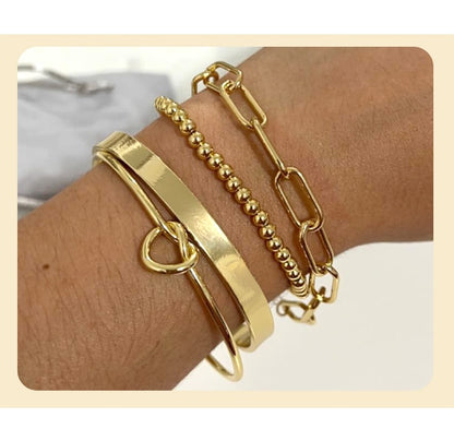 Pulseras de Moda para Mujer Chapadas en Oro 14K – Set x4