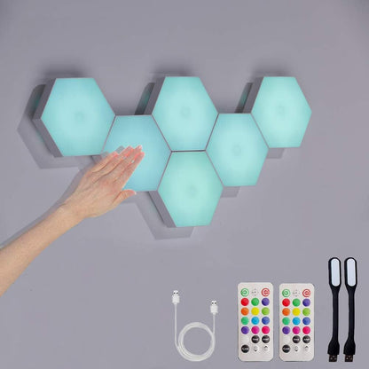 Lámparas LED RGB Hexagonales – Programables y Táctiles con Control Remoto