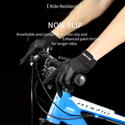 Guantes de Ciclismo Dedos Completos Antideslizantes Táctiles Negro S