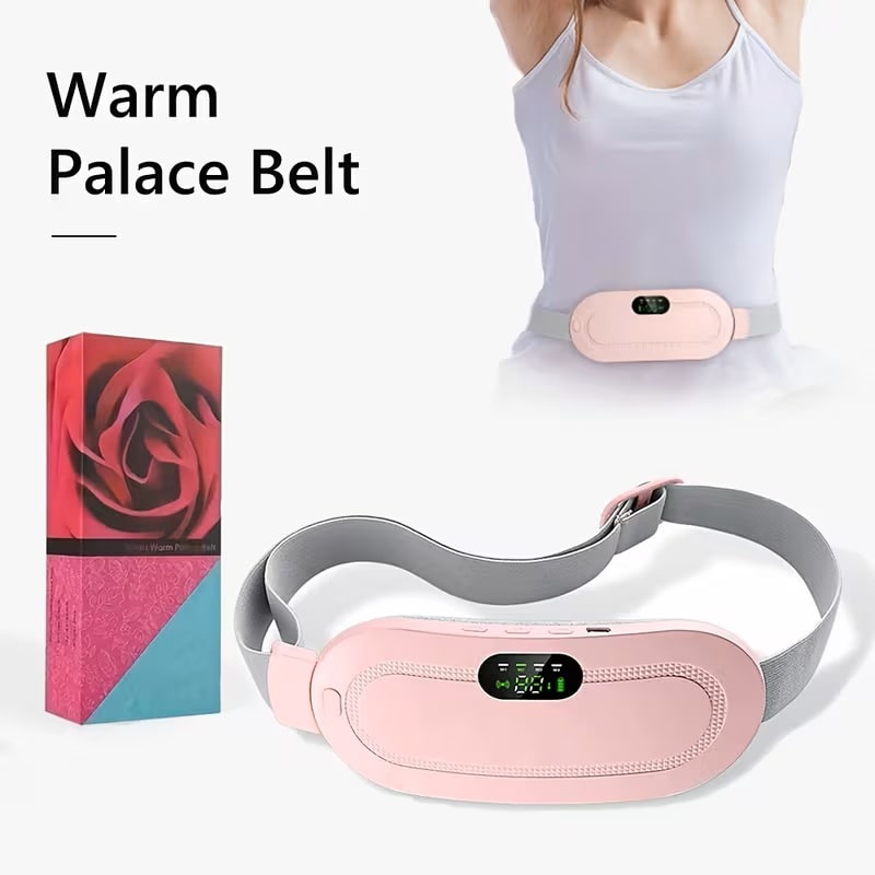 Masajeador Abdominal Recargable USB con Calor y Vibración Rosa