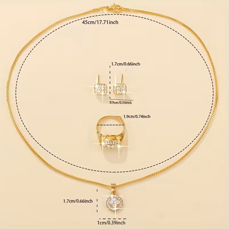 Set de Accesorios para Mujer 5pz Aretes Anillo Reloj Collar Rose Gold