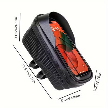 Bolsa Frontal Bicicleta Negra Carcasa Dura con Compartimentos