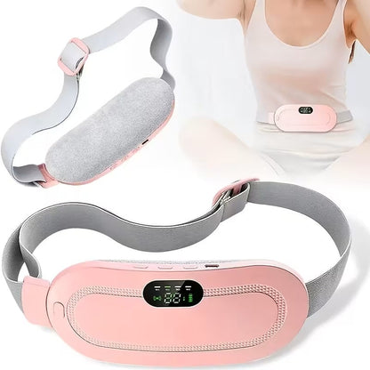 Masajeador Abdominal Recargable USB con Calor y Vibración Rosa