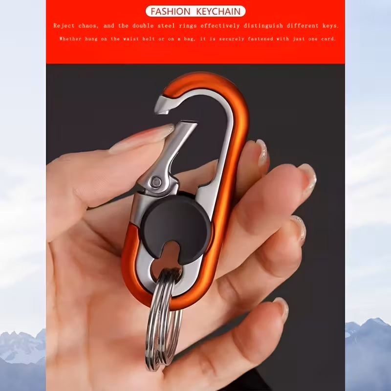 Llavero Mosquetón Smart de Aluminio – Doble Anillo, Negro, Minimalista