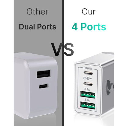 Cargador Pared Universal – 4 Puertos USB-C/USB-A – 40W – Rápido