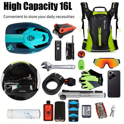 Mochila de Ciclismo 16L Ajustable y Transpirable Negra