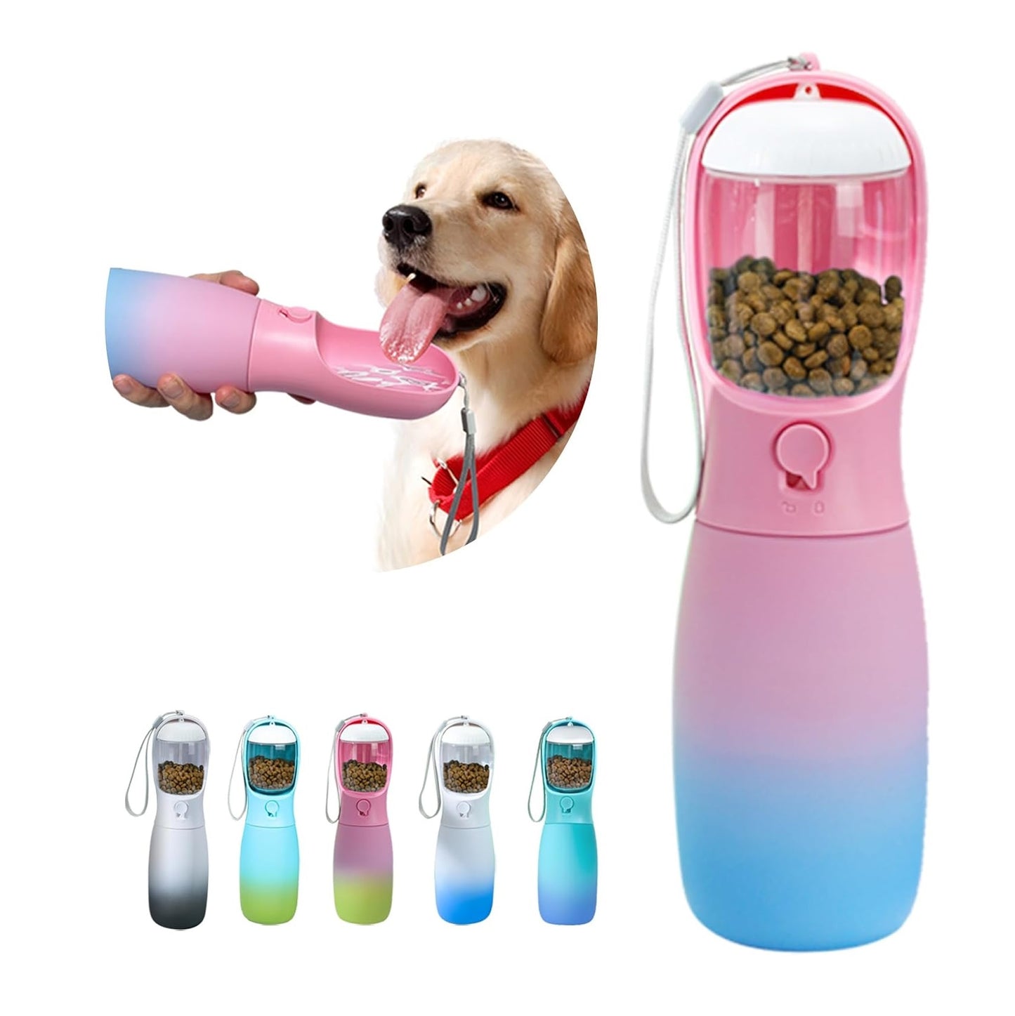 Botella de Agua Portátil para Perros MITOCAPY - Con Contenedor de Alimento, 19 oz