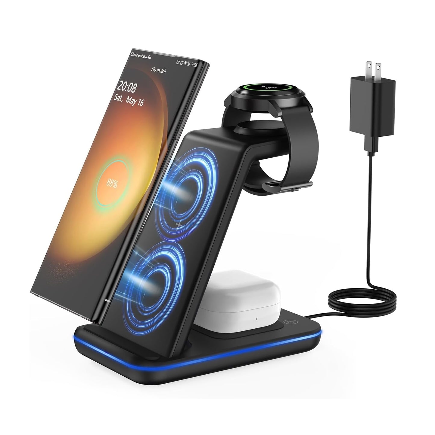 Base de carga Smart - Inalámbrica - 3 en 1 - Dispositivos Samsung - Smartphone, Smartwatch y Buds