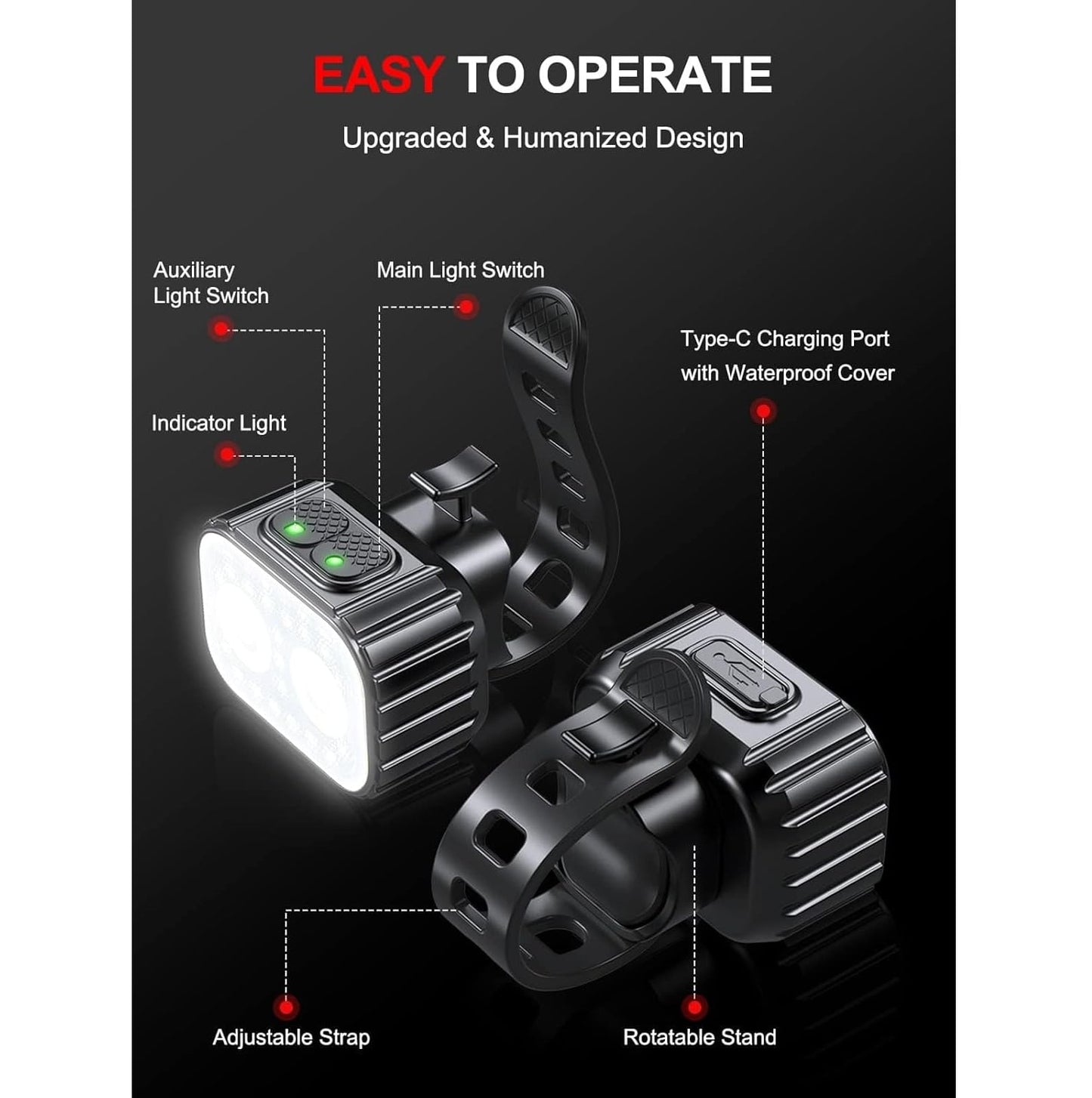 Luces LED para Bicicleta Recargables USB Delantera y Trasera Kit x2