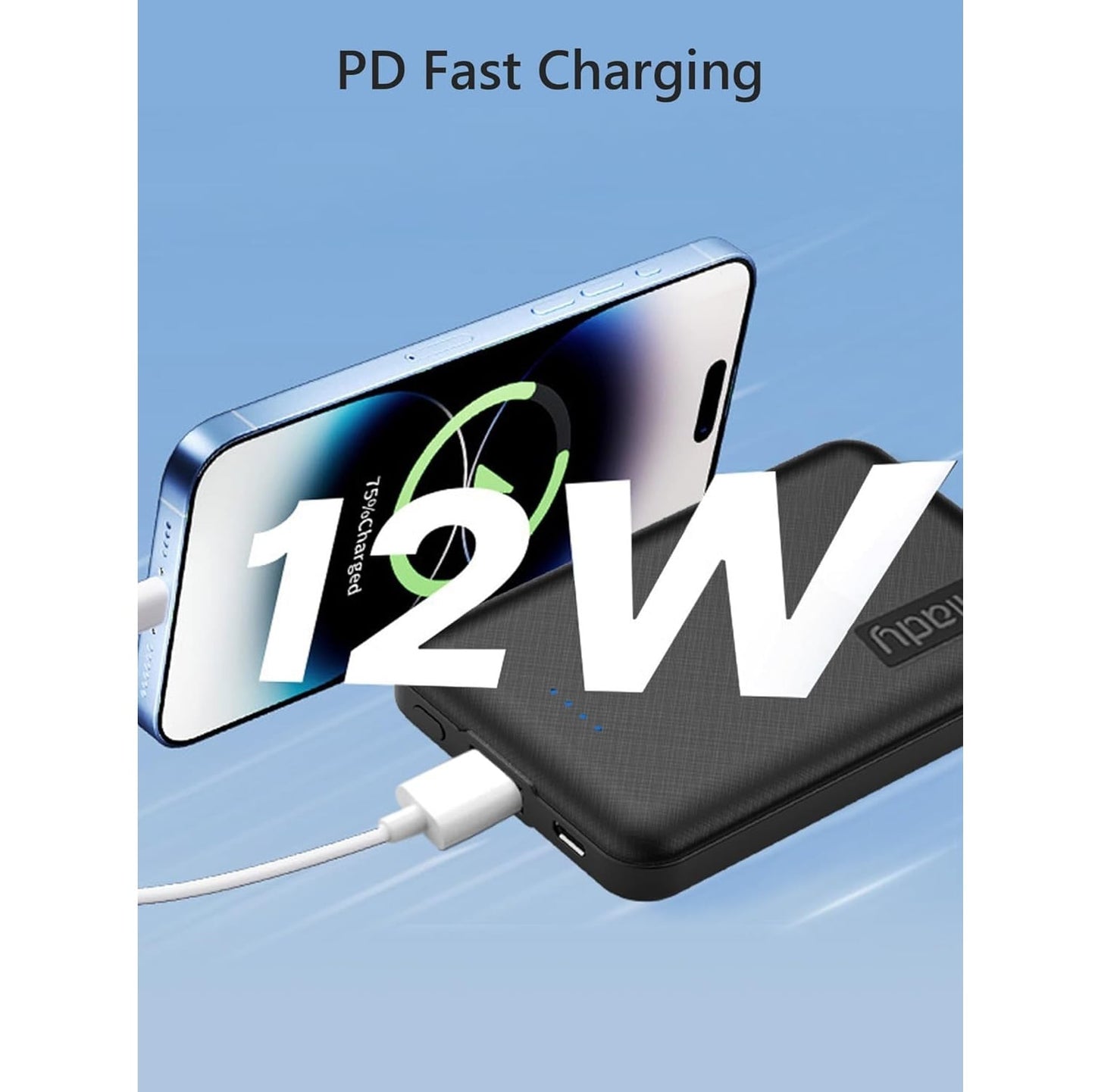 Mini Power Bank 5000mAh USB-C 12W iPhone Samsung Pack x2
