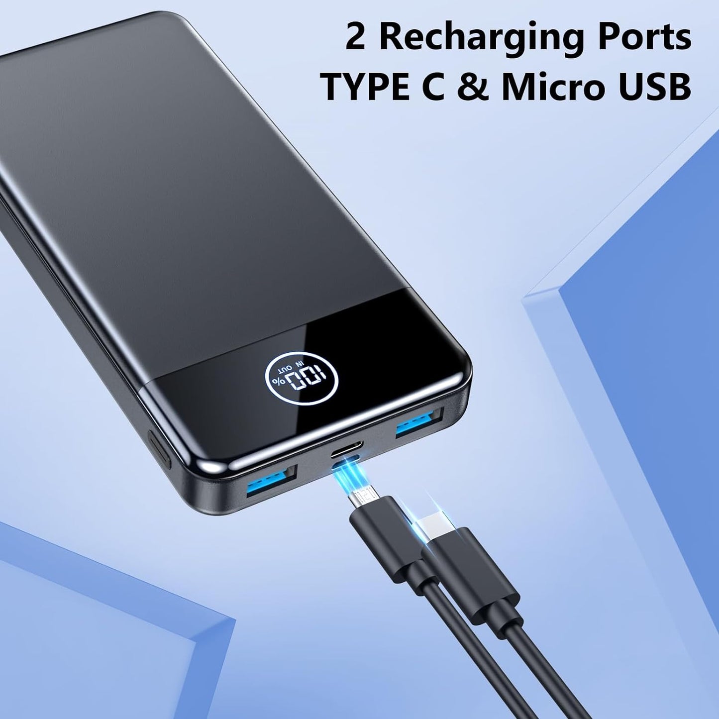 Power Bank 33800mAh Carga Rápida Pantalla Digital Portátil