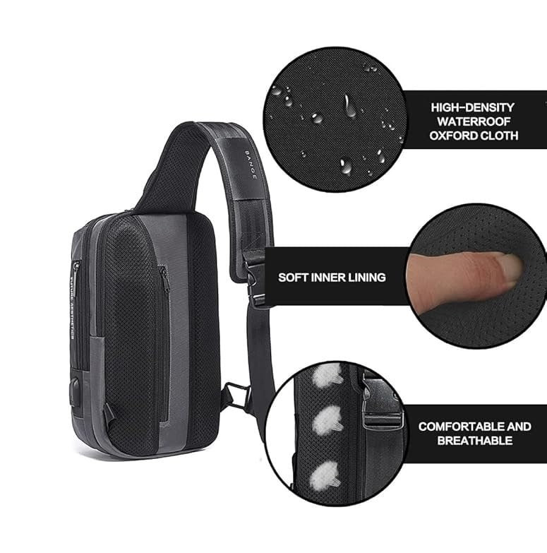 Mochila Bandolera Antirrobo BANGE Impermeable con USB