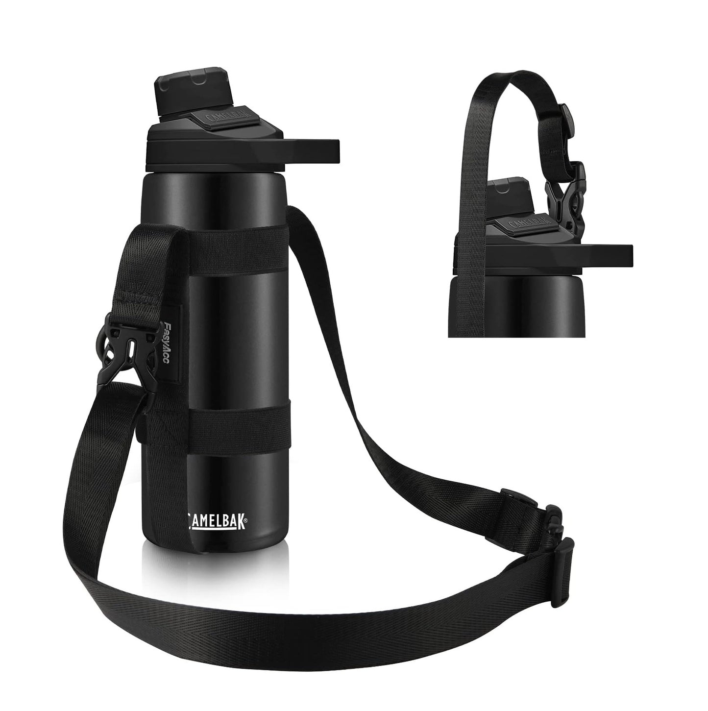 Correa Ajustable con Mosquetón para Botellas 12-40oz - Negro