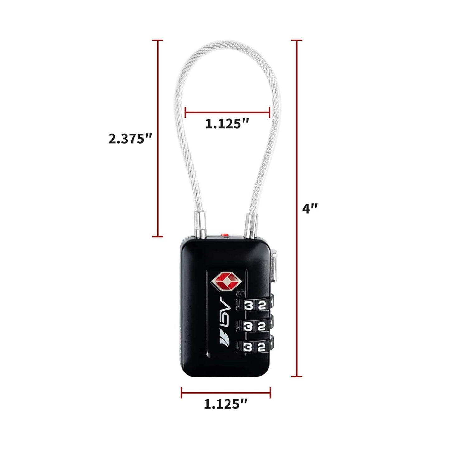 Candado TSA de Viaje con Combinación – Seguridad para Maletas y Mochilas – Negro