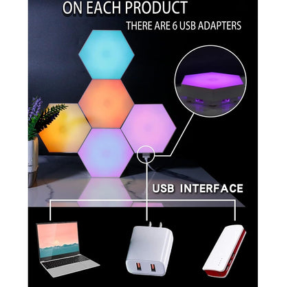 Lámparas LED RGB Hexagonales – Programables y Táctiles con Control Remoto
