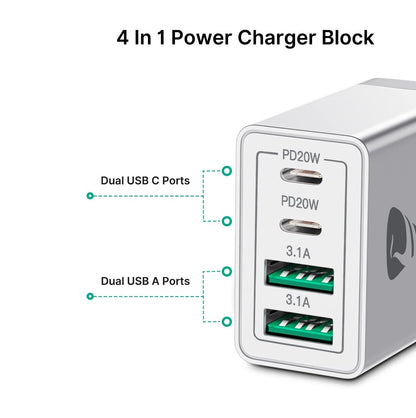 Cargador Pared Universal – 4 Puertos USB-C/USB-A – 40W – Rápido