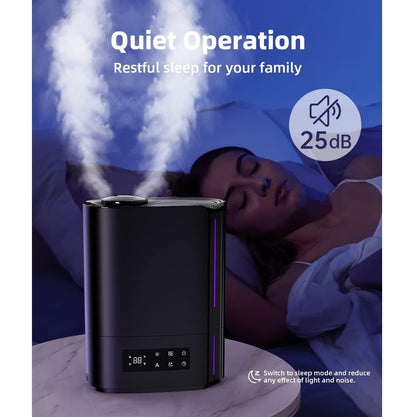 Humidificador Ultrasónico 6L Inteligente LED – Difusor Aromaterapia Negro