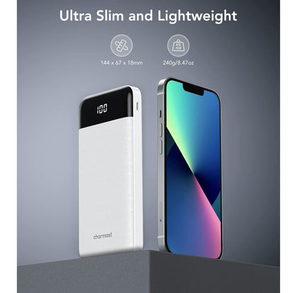 Power Bank 10000mAh 4 Cables Integrados USB-C Carga Rápida Blanco