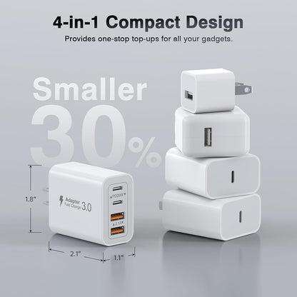 Cargador de Pared Inteligente Multi USB-C USB-A - hasta 40W – Carga 4 Dispositivos