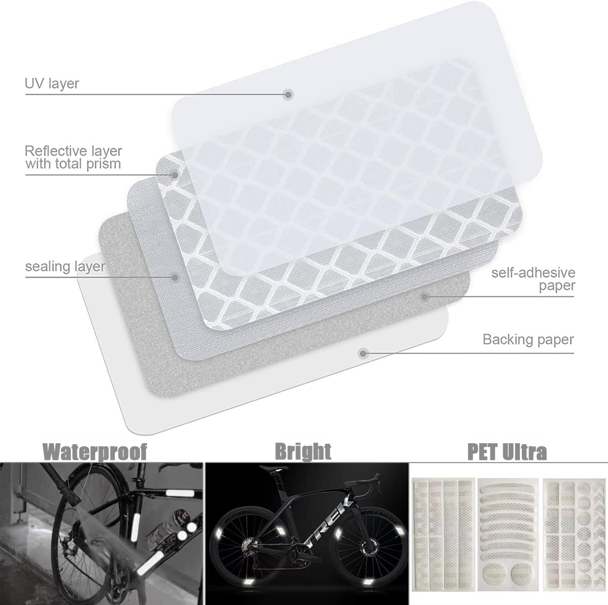 Calcomanías Reflectantes 42 Piezas – Impermeables, Multiforma, Ciclismo