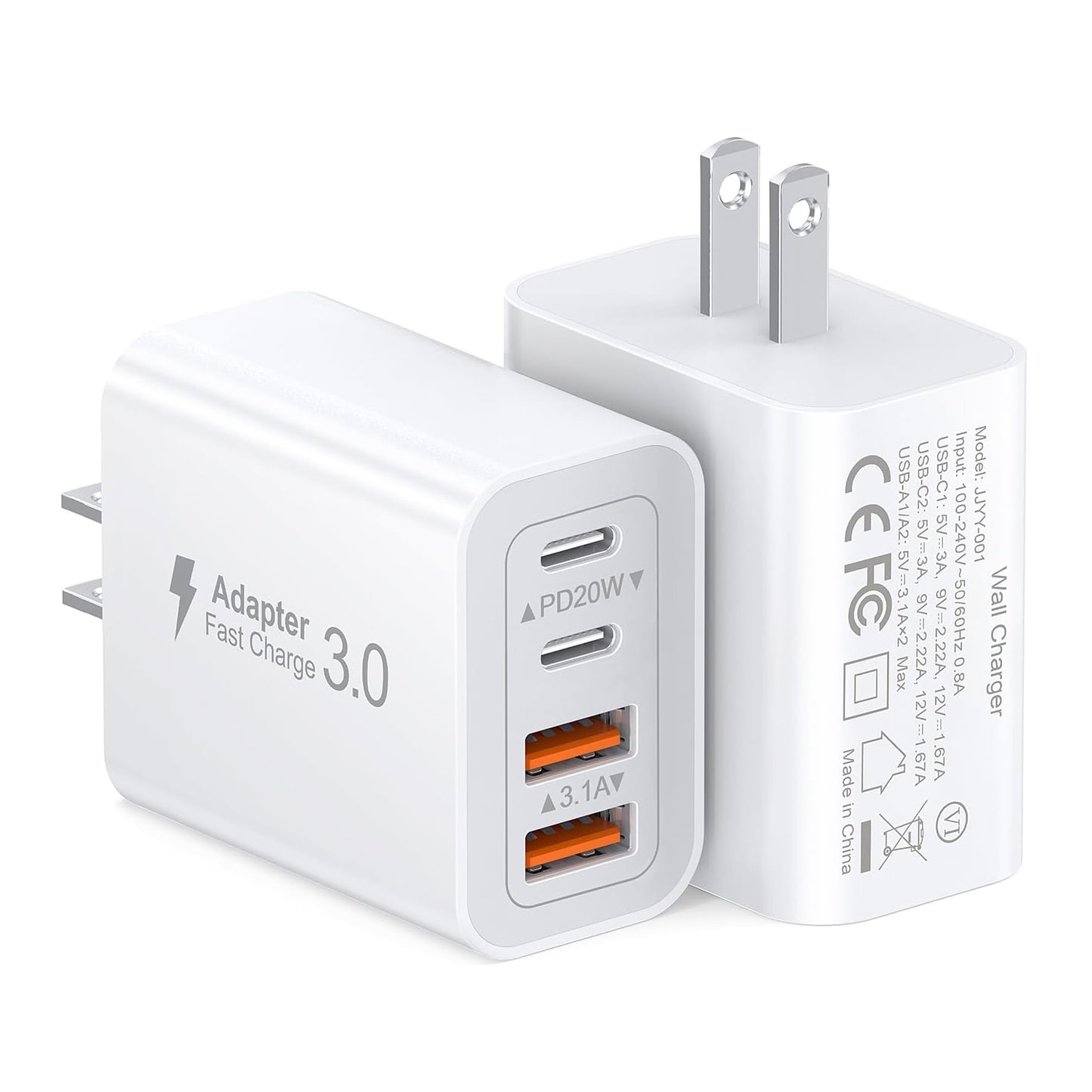 Cargador Inteligente con Múltipuertos USB-C y USB-A - Hasta 40W - Compatibilidad Univesal - Carga 4 Disp. móviles simultáneamente- Iphonne, Samsung, Google y más