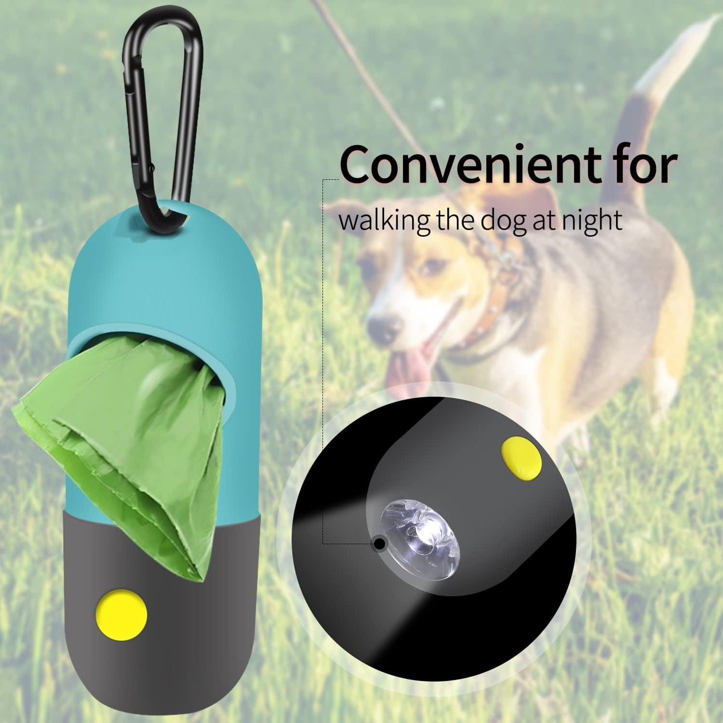 Dispensador Bolsas Perro Eliamo con Linterna LED y Clip