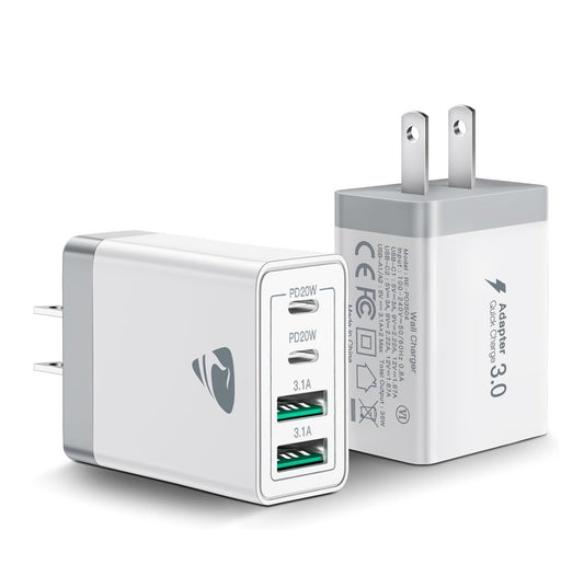 Cargador de Pared - Compatibilidad Universal - 4 Puertos USB-C y USB-A - Hasta 40W - Carga Rápida - iPhone, Samsung y Otros Dispositivos