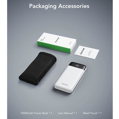Power Bank 10000mAh 4 Cables Integrados USB-C Carga Rápida Blanco