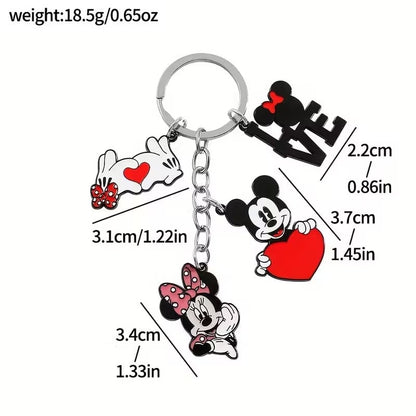 Llavero de Metal Disney Mickey y Minnie con Colgante Corazón