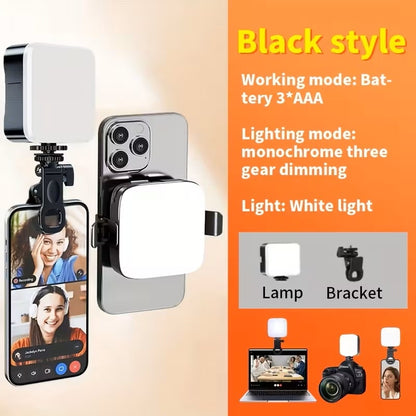 Luz de Relleno LED Portátil con Pinza para Celular y Cámara