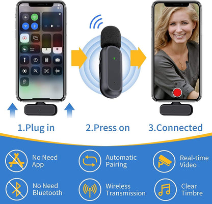 Micrófonos Lavalier Inalámbricos Profesionales – USB-C & Lightning – Pack x2