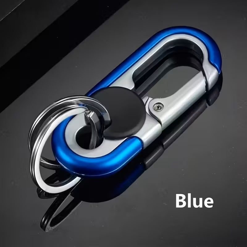 Llavero Mosquetón Smart - Aleación de aluminio - Doble anillo - Elegante - Organizador de Llaves Minimalista - Para colgar en la cintura - Resistente - Azul