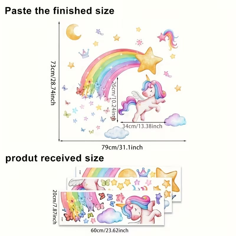 Calcomanías Decorativas de Unicornio para Dormitorio de Niñas