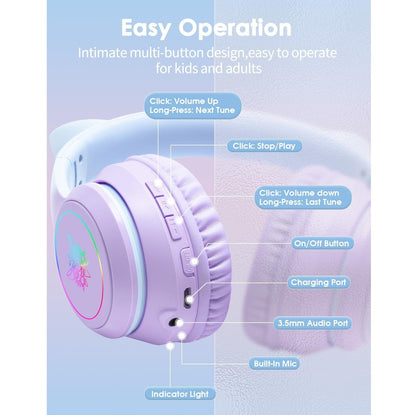 Audífonos Bluetooth ONITOON Orejas de Gato LED HiFi