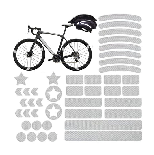 Calcomanías reflectantes de alta visibilidad - Kit 42 piezas - Accesorios Ciclismo - Adhesivas, impermeables - Multiforma y Multipropósito - Visibilidad Nocturna