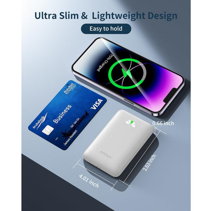 Mini Power Bank 10000mAh USB-C Carga Rápida Blanco Ultra Delgado