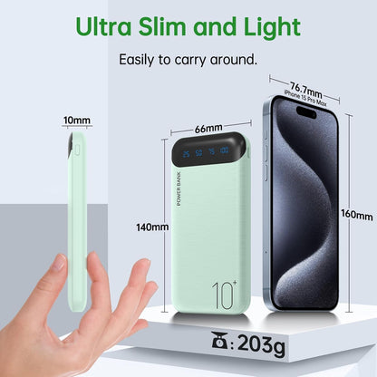 Power Bank 10000mAh USB-C Carga Rápida Protección Verde