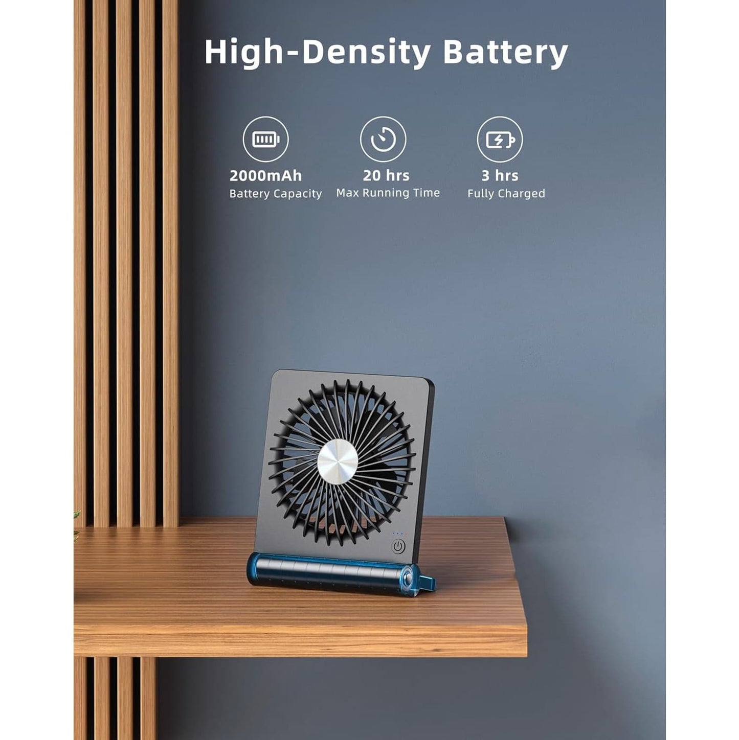 Ventilador Portátil USB Recargable – 3 Velocidades Silencioso