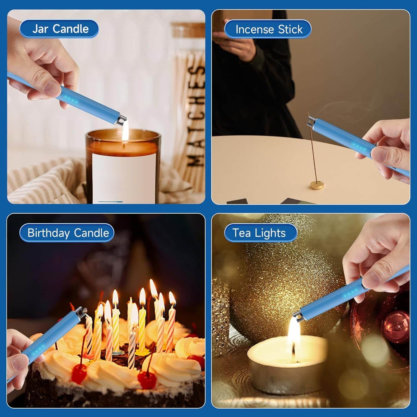 Encendedor Eléctrico USB de Plasma - Viento y Llama - Azul