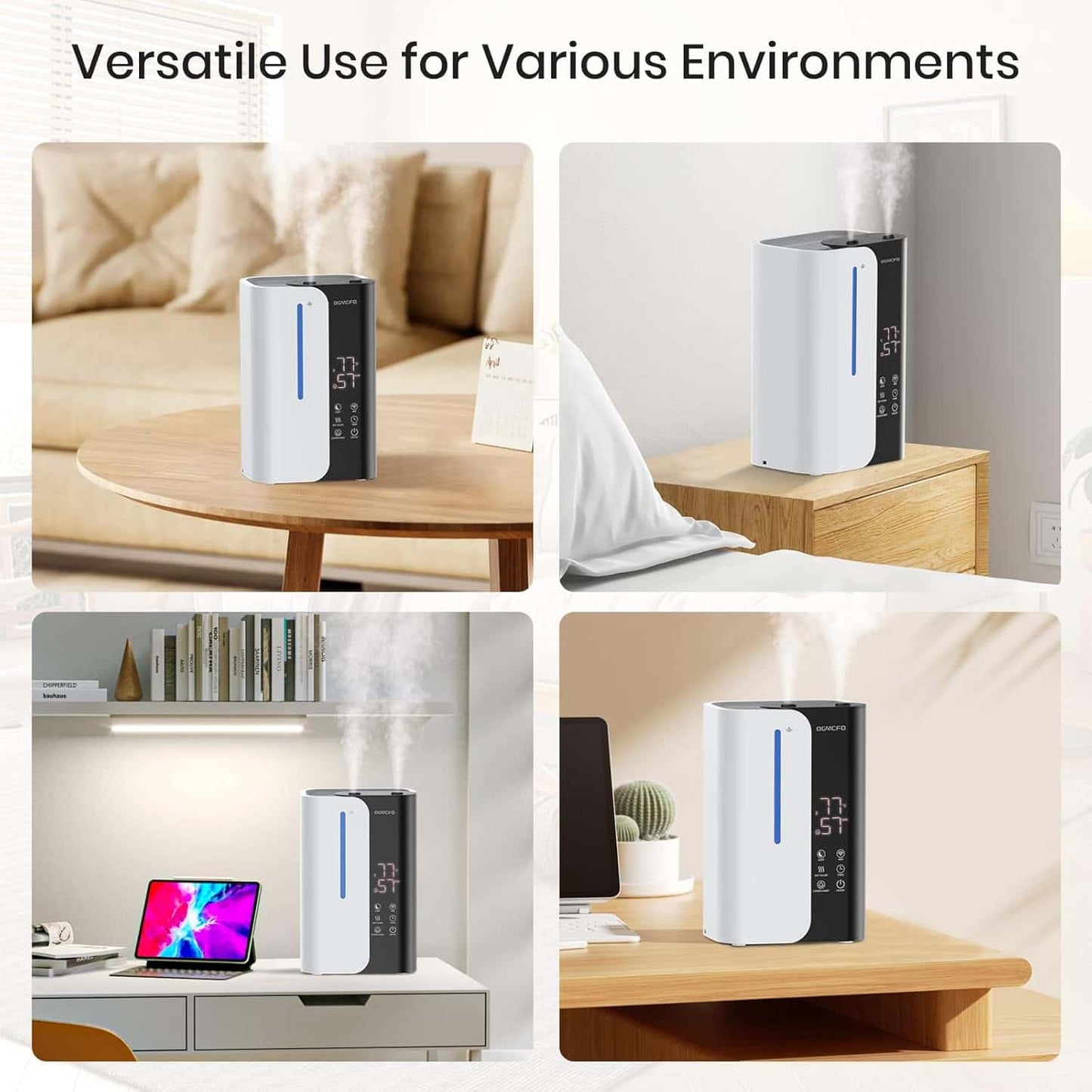 Humidificador Ultrasónico 5L Inteligente LED – Difusor Aromaterapia Negro/Blanco