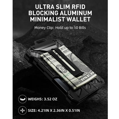 Billetera Inteligente RFID Aluminio 12 Tarjetas Transparente Compacta